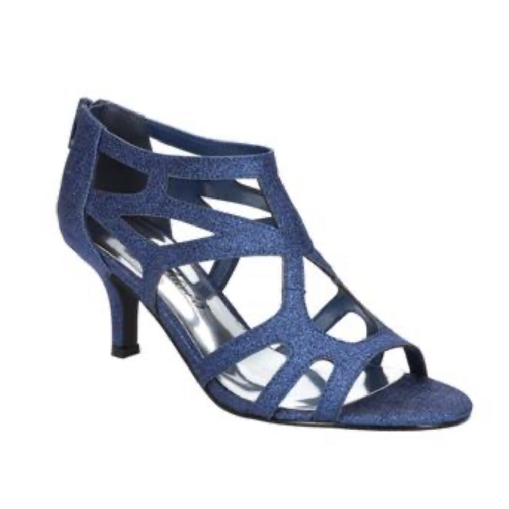 Easy Street Alive 5 Dance Flex Shoes Elegant Blue Strappy Heels